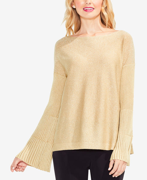 Metallic Bell-Sleeve Sweater